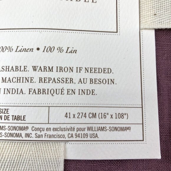 Williams Sonoma Pleated Edge Table Runner 16x108 Hazy Lilac Mauve Linen - Picture 10 of 12